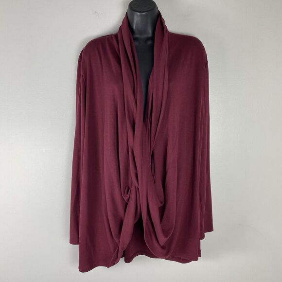 Pure Jill Womens Bordeaux Cardigan Sweater Sz Large Multi-Way Wrap Burgundy - Picture 1 of 8